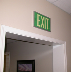 90.8924G-1-F - AddLight Photoluminescent Exit Signs tested & evaluated to the UL924 performance standard can be used instead of electrical signs
